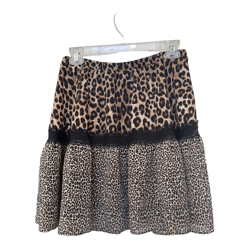 MICHAEL Michael Kors Animal Print Elastic Band Waist Tiered Ruffle Hem Skirt New - Picture 2 of 7